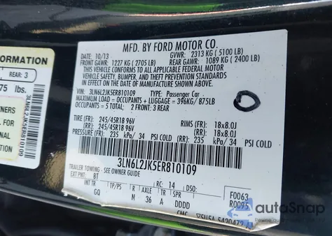 2014 Lincoln Mkz z USA, uszkodzony, nr VIN 3LN6L2JK5ER810109